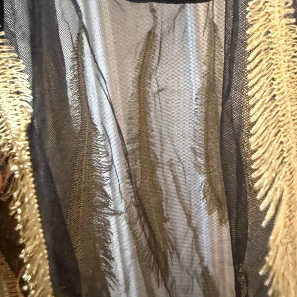 Vintage 90s LAN Classic Metallic Gold 3D Feather Mesh Maxi Romper Festival Glam - Picture 9 of 9
